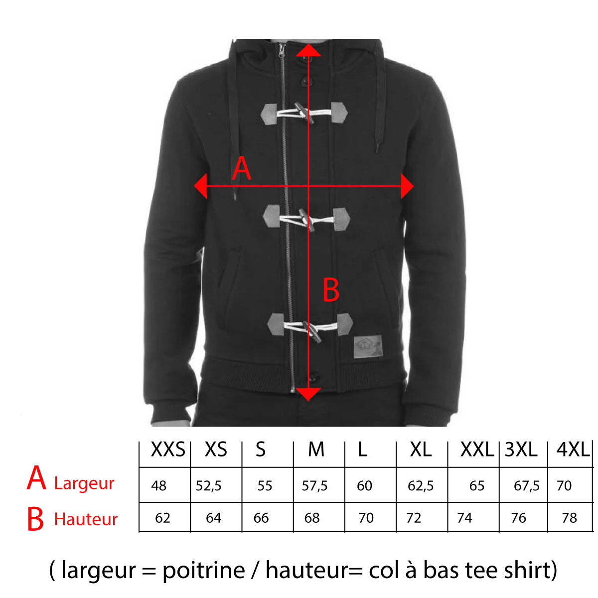 Guide des tailles – Duffle Sweat Homme