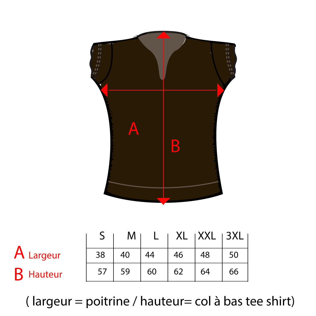 Guide des tailles – Tee-shirt Femme Col V